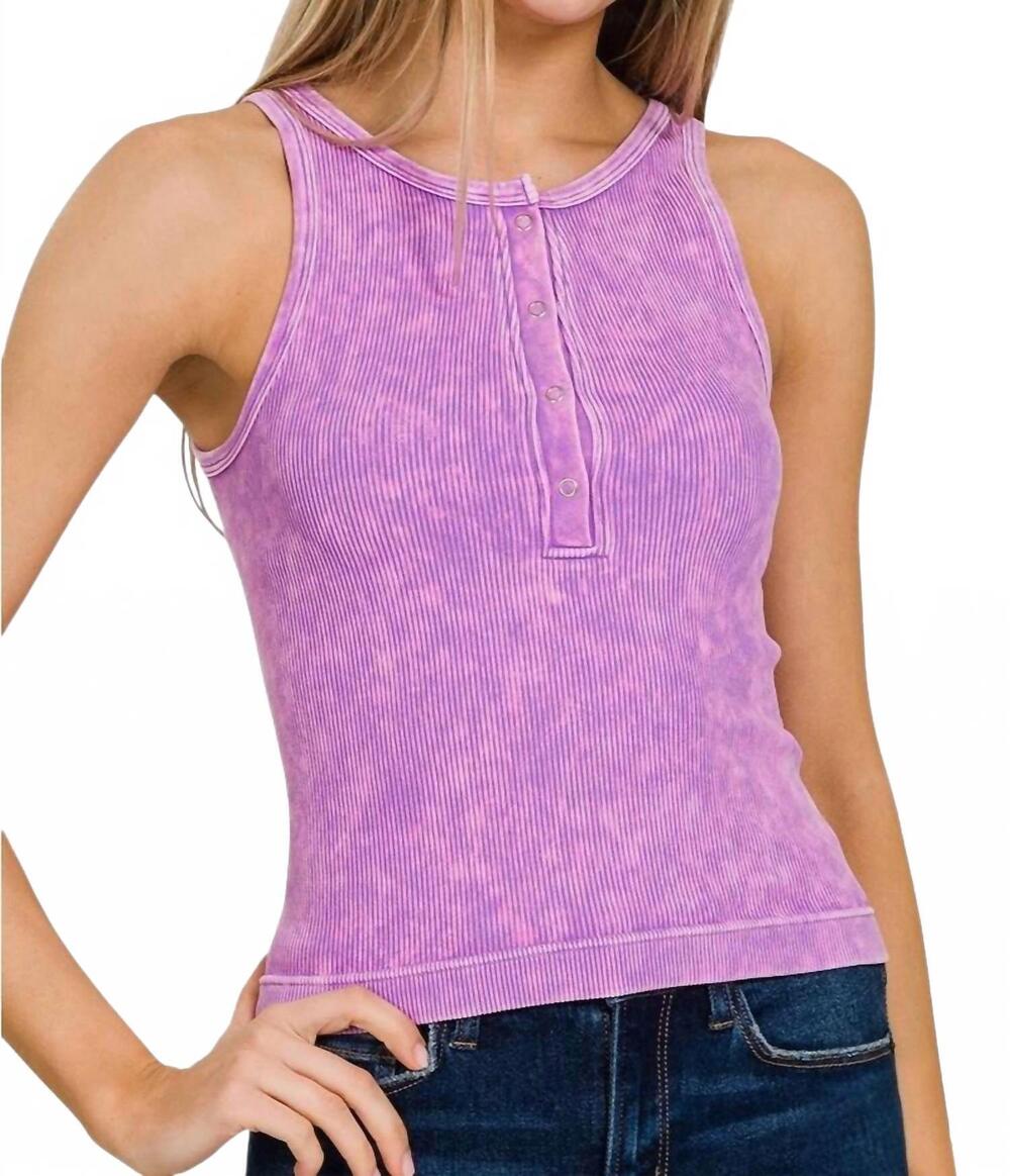 NEW ZENANA wayside ribbed seamless tank top in baby violet
